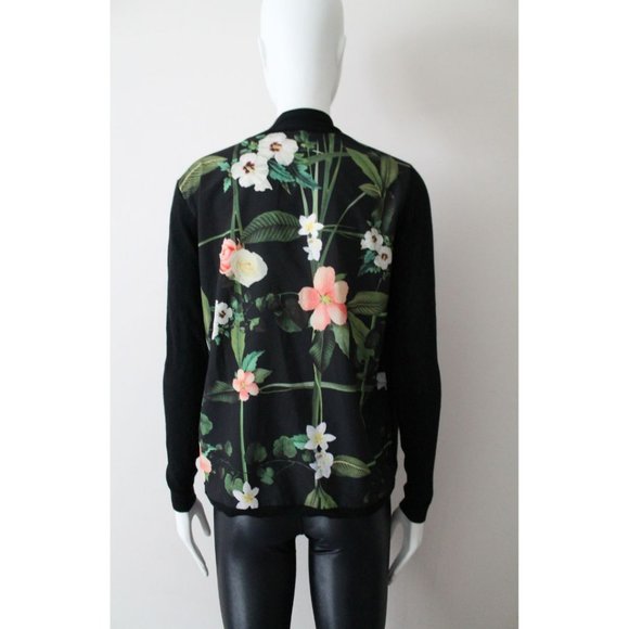 Ted Baker Memie Secret Trellis-Print Cardigan Sweater Black Size TED 1/ US 4 - Picture 3 of 8